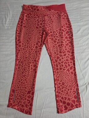 Nike Dri-fit Coral Leopard Print Athletic Leggings. Waist Zipper Pocket. Sz M